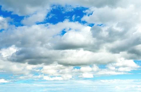 Summer Blue Sky Cloudscape Over Lake Michigan Stock Photos