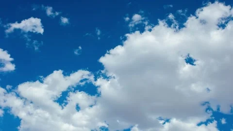 Summer blue sky time lapse, Nature weather Landscape white clouds Cumulus cloud Stock Footage 336568485