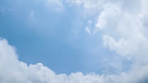 Summer blue sky time lapse, Nature weather Landscape white clouds Cumulus cloud Stock Footage 336568536