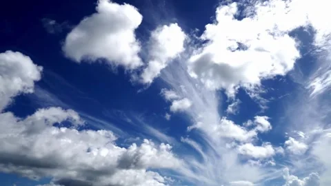 Summer blue sky time lapse, Nature weather Landscape white clouds Cumulus cloud 스톡 동영상 336568576