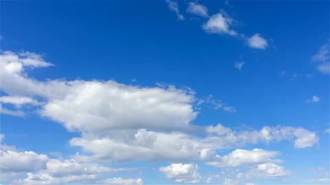 Summer blue sky with white clouds time lapse Stock Footage 198832916