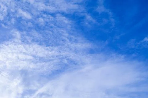 Summer Blue Sky with White Clouds with Copy Space Stock Photos