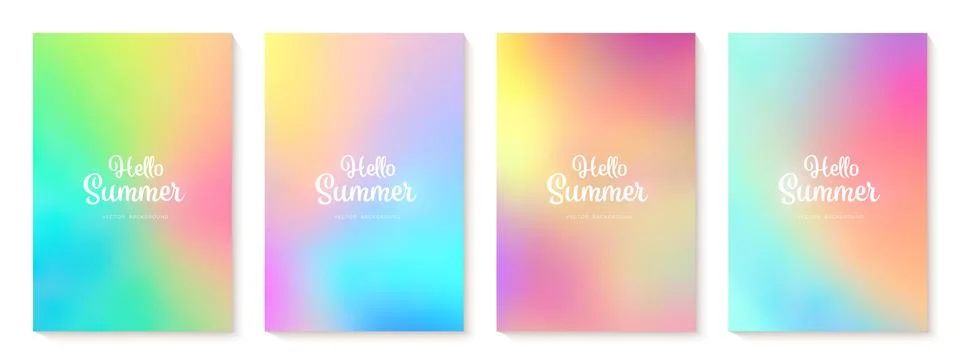 Summer blur gradient backgrounds set. Bright colorful summer colors. Sunset.. Stock Illustration