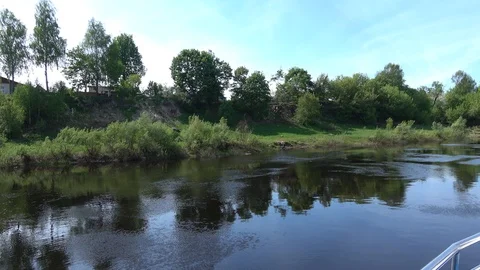 Summer boat trip on the river Stock Footage 101392731