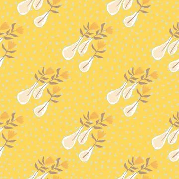 Summer botanic flowers seamless pattern. Floral ornament in a white vases on  Stock Illustration