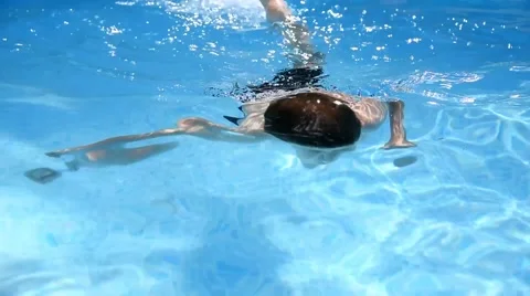 Summer Boy Swimming in Backyard Pool Video stock 64976638