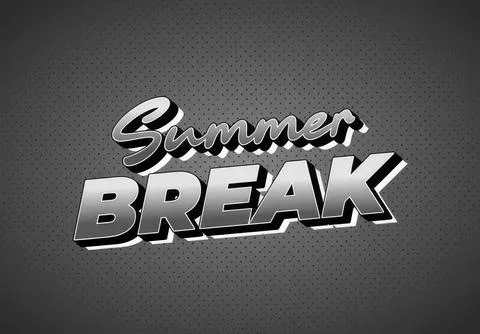 Summer break text with bold 3d letters on dark background Stock Illustration