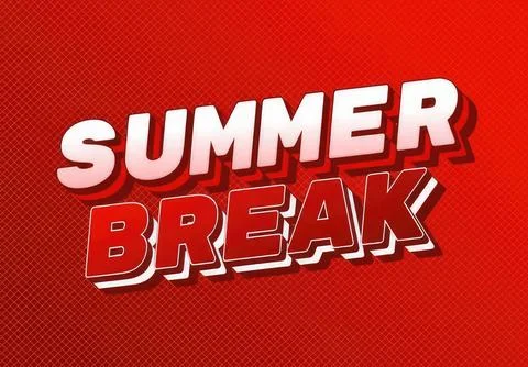 Summer break text with bold red and white letters on red background Stock Illustration