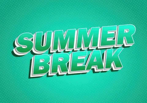 Summer break text with bright background for holiday season Stock Illustration
