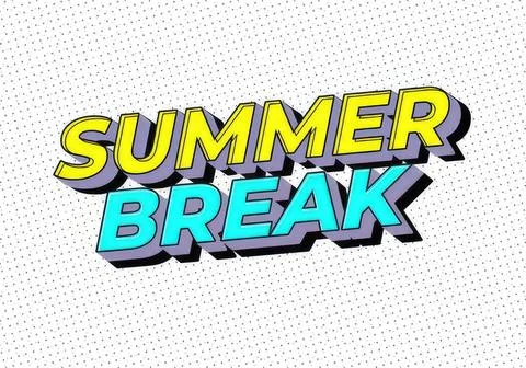 Summer break text in bright colorful 3d style Stock Illustration