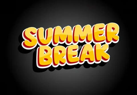 Summer break text with bright yellow and red letters Stock Illustration