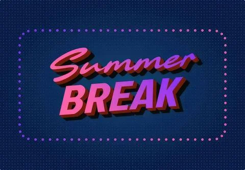 Summer break text with colorful 3d style on dark background Stock Illustration