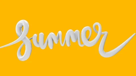 Summer bright bubble script typography inflating word background 3D Render Stock Footage 112861099