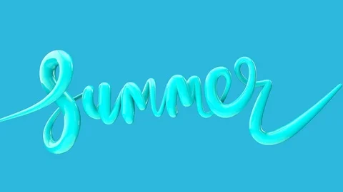 Summer bright bubble script typography inflating word background 3D Render Stock Footage 112861150