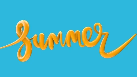 Summer bright bubble script typography inflating word background 3D Render Stock Footage 112861182