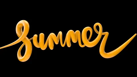Summer bright bubble script typography inflating word background 3D Render Stock Footage 112861225