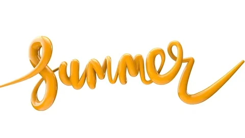 Summer bright bubble script typography inflating word background 3D Render Stock Footage 112861288