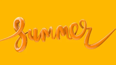 Summer bright bubble script typography inflating word background 3D Render Stock Footage 112861371