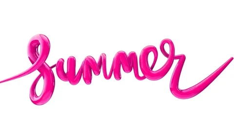 Summer bright bubble script typography inflating word background 3D Render Stock Footage 112861486