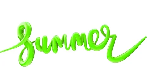 Summer bright bubble script typography inflating word background 3D Render Stock Footage 112861611