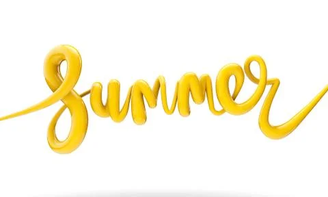 Summer bright bubble script typography background 3D Render Stock Illustration