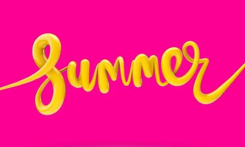 Summer bright bubble script typography background 3D Render Stock Illustration