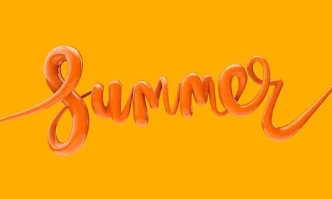 Summer bright bubble script typography background 3D Render 库存插图