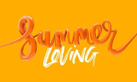 Summer bright bubble script typography background 3D Render イラスト素材