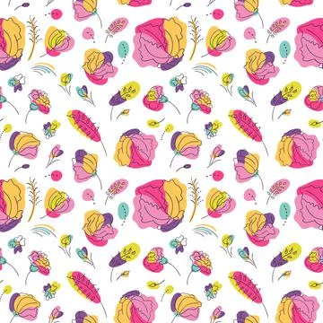 Summer bright floral seamless pattern Stock Illustration