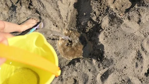 Summer Building Tools on beach. play with water Stock Footage 156854808