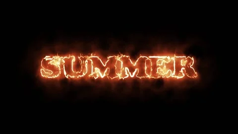 Summer burning illuminated text animation with realistic fire text Stock Footage 196140167