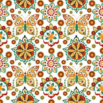 Summer butterfly pattern Stock Illustration