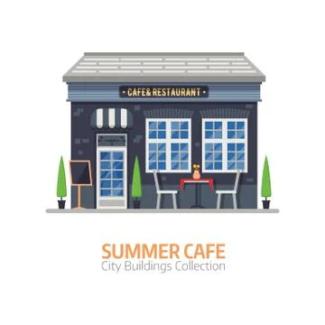 Summer Cafe Building Ilustración de archivo