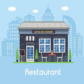 Summer Cafe Landscape Stock Illustration