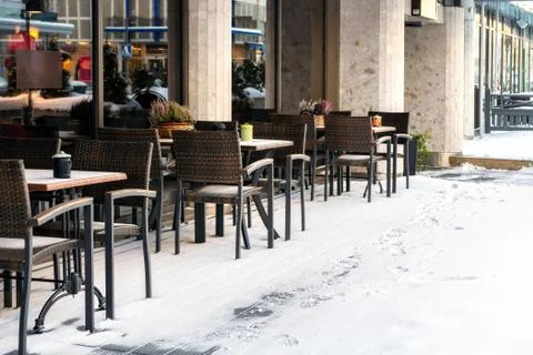 Summer cafe in the winter. Stock Photos