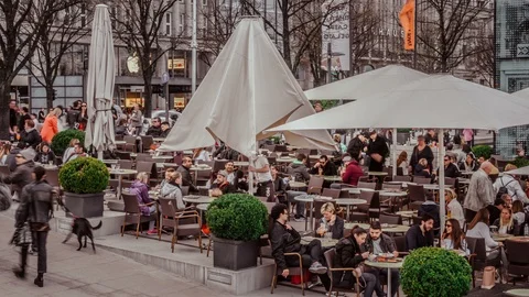 Summer caffe in the street Stock Footage 87815037