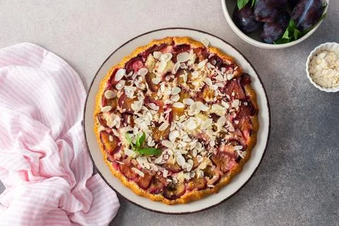 Summer cake with plum Stock Photos