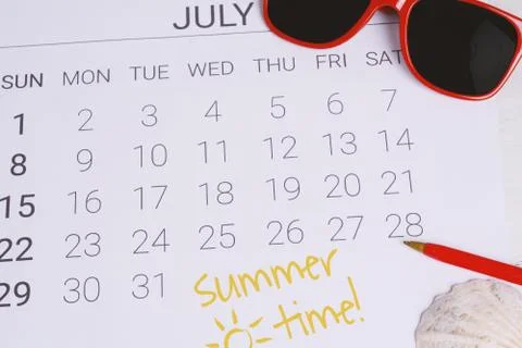 Summer Calendar Schedule. Stock Photos
