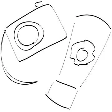 Summer Camera And Sunscreen Minimal Outline Illustration Stock-Illustration
