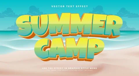 Summer Camp 3d editable text effect Illustrazione stock