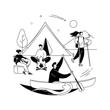 Summer camp abstract concept vector illustration. Stock Illustration