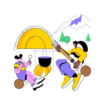 Summer camp abstract concept vector illustration. Illustrazione stock