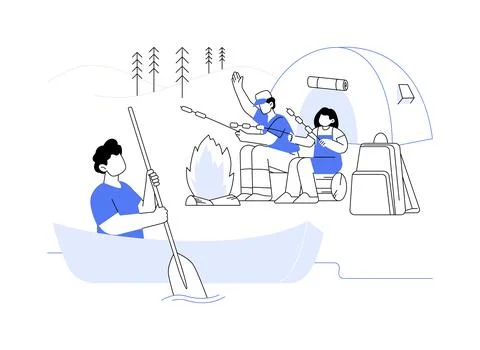 Summer camp abstract concept vector illustration. Illustrazione stock