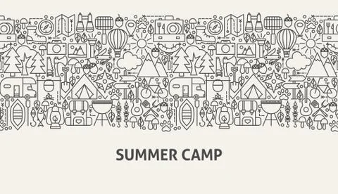 Summer Camp Banner Concept Stock Illustration