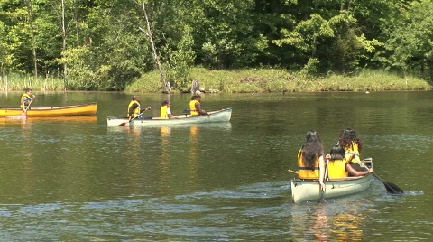 Summer Camp Canoes Stock Footage