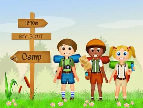 Summer camp for children Stock Illustration