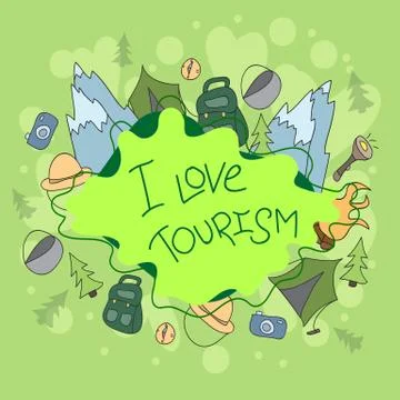 Summer camp - doodles elements イラスト素材