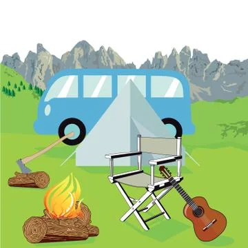 Summer Camp, landscape Stock Illustration