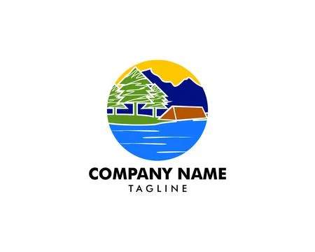 Summer Camp Logo Template Design Vector 스톡 일러스트