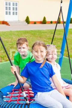 Summer camp at school outdoors in the summer Stock Photos